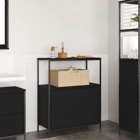 Mueble de baño con estantes roble negro 76,5x35x95 cm by , bathroom vanities - Ref: Foro24-861917, Price: 81,59 €, Discount: %