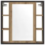 Mueble de baño con espejo de roble artesanal 60x16x60 cm