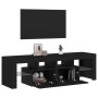 Mueble de TV con luces LED roble negro 140x36,5x40 cm von , TV-Möbel - Ref: Foro24-862030, Preis: 104,99 €, Rabatt: %