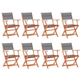 Sillas jardín plegables 8 uds madera eucalipto textilene gris von , Gartenstühle - Ref: Foro24-3086965, Preis: 522,84 €, Raba...