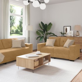 Conjunto de Sofá de 2 Piezas con Cojines de Terciopelo Marrón von , Sofas - Ref: Foro24-3324728, Preis: 470,98 €, Rabatt: %
