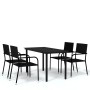 Juego de comedor de jardín 5 piezas negro