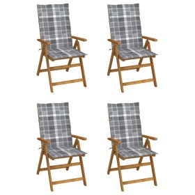 Sillas de jardín reclinables 4 uds madera maciza acacia cojines de , Sillas de jardín - Ref: Foro24-3065361, Precio: 334,69 €...
