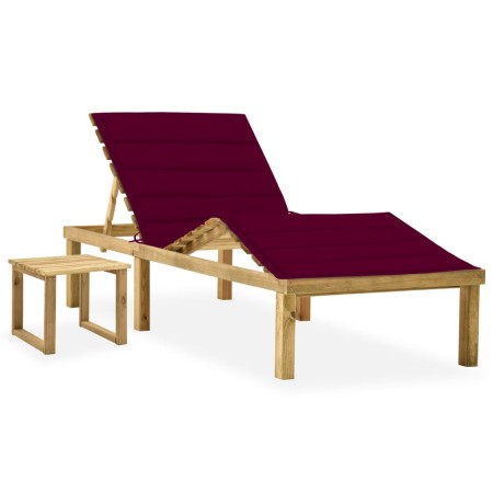 Tumbona de jardín con mesa y cojín de madera de pino impregnada by , Loungers - Ref: Foro24-3065873, Price: 126,08 €, Discoun...