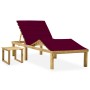 Tumbona de jardín con mesa y cojín de madera de pino impregnada by , Loungers - Ref: Foro24-3065873, Price: 126,08 €, Discoun...