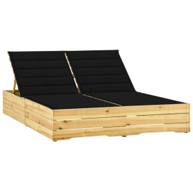 Tumbona doble y cojines negros madera pino impregnada von , Liegen - Ref: Foro24-3065976, Preis: 319,74 €, Rabatt: %