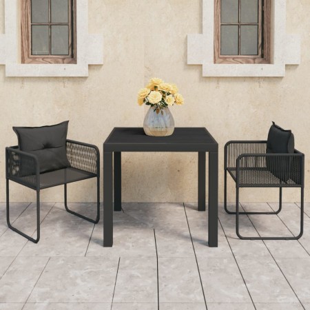 Set de comedor de jardín de 3 piezas PVC ratán negro by , Garden sets - Ref: Foro24-3060100, Price: 302,00 €, Discount: %