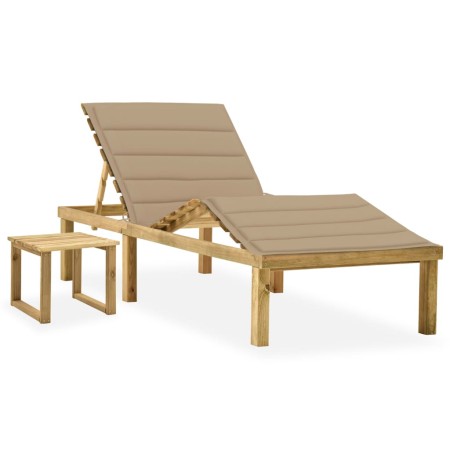 Tumbona de jardín con mesa y cojín de madera de pino impregnada von , Liegen - Ref: Foro24-3065867, Preis: 144,93 €, Rabatt: %