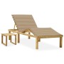Tumbona de jardín con mesa y cojín de madera de pino impregnada von , Liegen - Ref: Foro24-3065867, Preis: 144,93 €, Rabatt: %