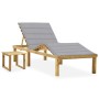 Tumbona de jardín con mesa y cojín de madera de pino impregnada by , Loungers - Ref: Foro24-3065865, Price: 133,69 €, Discoun...