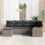 Conjunto de sofá de jardín con cojín 6 pcs Gris Poliratán