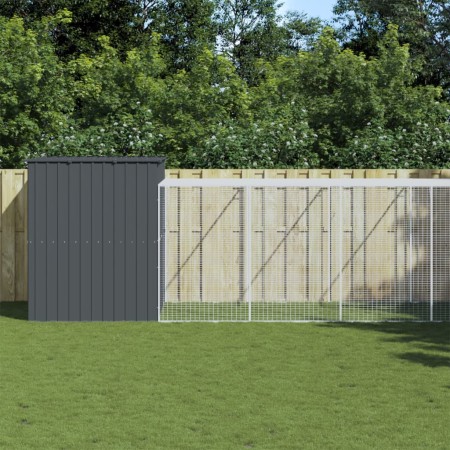 Caseta perros con corral acero galvanizado gris 214x865x181 cm de , Casetas para perros - Ref: Foro24-3189134, Precio: 793,91...