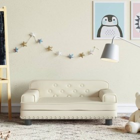 Sofá para niños de cuero sintético crema 70x45x30 cm by , Baby and Toddler Furniture - Ref: Foro24-3196301, Price: 91,61 €, D...