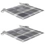 Sillas de jardín 2 uds madera de teca y cojines a cuadros gris de , Sillas de jardín - Ref: Foro24-3062744, Precio: 308,49 €,...
