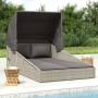 Tumbona con toldo plegable ratán sintético gris 200x114x128 cm by , Outdoor beds - Ref: Foro24-362274, Price: 332,40 €, Disco...
