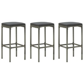 Taburetes de cocina con cojines 3 uds ratán sintético gris von , Küchenhocker - Ref: Foro24-313444, Preis: 149,17 €, Rabatt: %