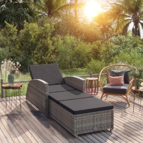 Tumbona de jardín con cojín de ratán sintético gris oscuro by , Loungers - Ref: Foro24-317178, Price: 220,37 €, Discount: %