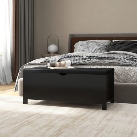 Caja de almacenaje y cojín madera ingeniería negro 105x40x45 cm de , Baúles de almacenamiento - Ref: Foro24-326769, Precio: 1...