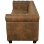Sofá Chesterfield de 3 plazas cuero sintético marrón by , Sofas - Ref: Foro24-243620, Price: 546,01 €, Discount: %