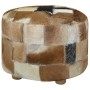 Puf de piel genuina redondo 50x50x45 cm de , Otomanas - Ref: Foro24-244548, Precio: 157,26 €, Descuento: %