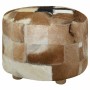 Puf de piel genuina redondo 50x50x45 cm de , Otomanas - Ref: Foro24-244548, Precio: 157,26 €, Descuento: %