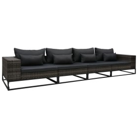 Set de sofás de jardín con cojines 4 pzas ratán sintético gris de , Sofás de exterior - Ref: Foro24-49530, Precio: 648,34 €, ...