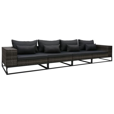Set de sofás de jardín con cojines 4 pzas ratán sintético gris by , Outdoor sofas - Ref: Foro24-49530, Price: 658,39 €, Disco...