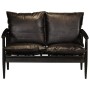 Sofá de 2 plazas cuero auténtico con madera de acacia negro von , Sofas - Ref: Foro24-246483, Preis: 535,69 €, Rabatt: %
