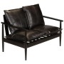 Sofá de 2 plazas cuero auténtico con madera de acacia negro von , Sofas - Ref: Foro24-246483, Preis: 535,69 €, Rabatt: %