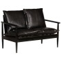 Sofá de 2 plazas cuero auténtico con madera de acacia negro von , Sofas - Ref: Foro24-246483, Preis: 535,69 €, Rabatt: %