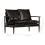 Sofá de 2 plazas cuero auténtico con madera de acacia negro von , Sofas - Ref: Foro24-246483, Preis: 535,69 €, Rabatt: %