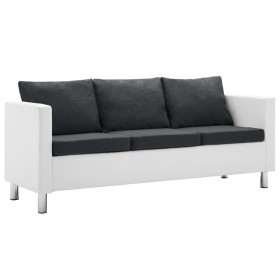 Sofá de 3 plazas de cuero sintético blanco y gris oscuro by , Sofas - Ref: Foro24-247175, Price: 385,28 €, Discount: %