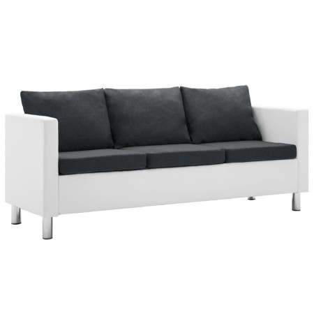 Sofá de 3 plazas de cuero sintético blanco y gris oscuro by , Sofas - Ref: Foro24-247175, Price: 385,28 €, Discount: %
