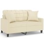 Sofá de 2 plazas con cojines cuero sintético color crema 120 cm by , Sofas - Ref: Foro24-3200799, Price: 231,68 €, Discount: %
