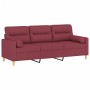 Sofá de 3 plazas con cojines tela rojo tinto 180 cm von , Sofas - Ref: Foro24-3200835, Preis: 278,45 €, Rabatt: %