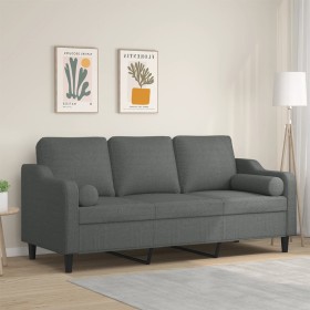 Sofá de 3 plazas con cojines tela gris oscuro 180 cm de , Sofás - Ref: Foro24-3200854, Precio: 288,88 €, Descuento: %