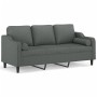 Sofá de 3 plazas con cojines tela gris oscuro 180 cm by , Sofas - Ref: Foro24-3200854, Price: 288,88 €, Discount: %