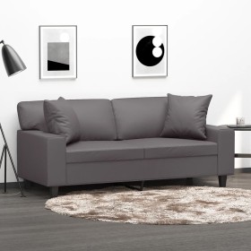 Sofá de 2 plazas con cojines cuero sintético gris 140 cm von , Sofas - Ref: Foro24-3200868, Preis: 303,00 €, Rabatt: %
