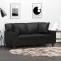 Sofá de 2 plazas con cojines cuero sintético negro 120 cm by , Sofas - Ref: Foro24-3200861, Price: 292,49 €, Discount: %
