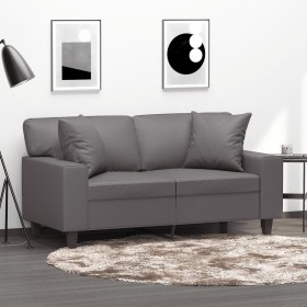 Sofá de 2 plazas con cojines cuero sintético gris 120 cm von , Sofas - Ref: Foro24-3200863, Preis: 246,15 €, Rabatt: %