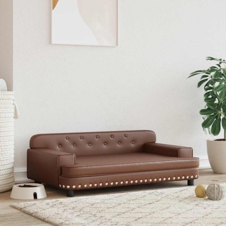 Cama para perros de cuero sintético marrón 90x53x30 cm by , Beds for dogs - Ref: Foro24-171878, Price: 113,62 €, Discount: %