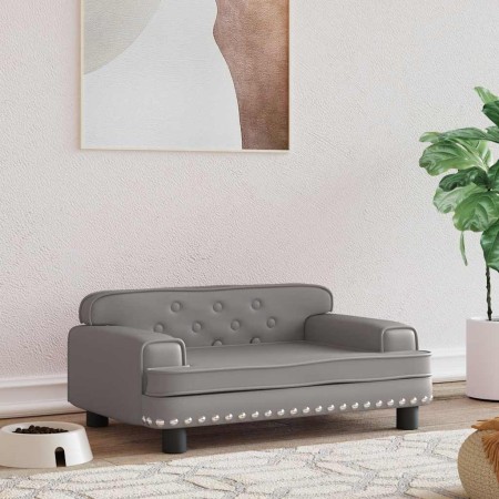 Cama para perros de cuero sintético gris 70x45x30 cm