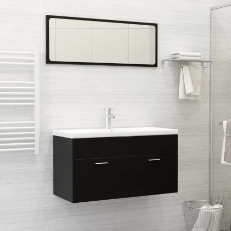 2-teiliges Badezimmermöbelset aus schwarzem Sperrholz von vidaXL, Badezimmermöbel - Ref: Foro24-804801, Preis: 101,33 €, Raba...
