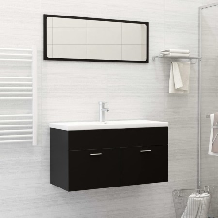 2-teiliges Badezimmermöbelset aus schwarzem Sperrholz von vidaXL, Badezimmermöbel - Ref: Foro24-804801, Preis: 100,95 €, Raba...