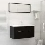 2-teiliges Badezimmermöbelset aus schwarzem Sperrholz von vidaXL, Badezimmermöbel - Ref: Foro24-804801, Preis: 101,33 €, Raba...