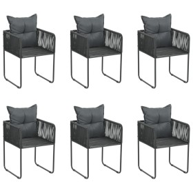 Sillas de jardín con cojines 6 unidades ratán sintético negro de , Sillas de jardín - Ref: Foro24-313108, Precio: 369,46 €