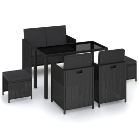 Set comedor de jardín 6 piezas y cojines ratán sintético negro de , Conjuntos de jardín - Ref: Foro24-315988, Precio: 384,19 ...