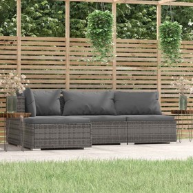 Set de muebles de jardín 4 pzas y cojines ratán sintético gris by , Garden sets - Ref: Foro24-317512, Price: 426,57 €, Discou...
