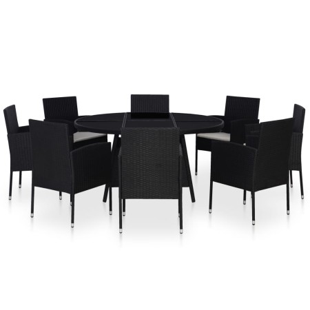 Set comedor de jardín 9 piezas y cojines ratán sintético negro by , Garden sets - Ref: Foro24-43924, Price: 804,92 €, Discoun...