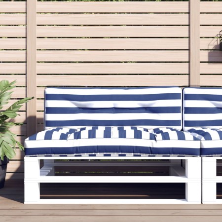 Cojines para sofá de palets 2 piezas tela a rayas azul y blanco by , Cushions for chairs and sofas - Ref: Foro24-360748, Pric...